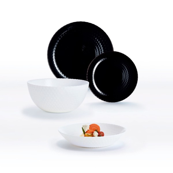 Service de table 19 pièces Pampille Black  White Luminarc