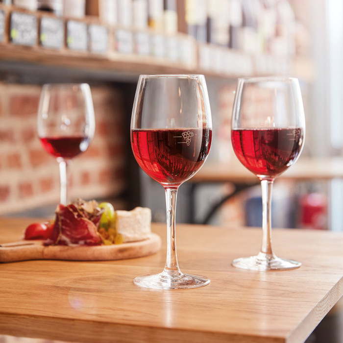 Verre à pied 35cl jaugé grappe Vin au Verre