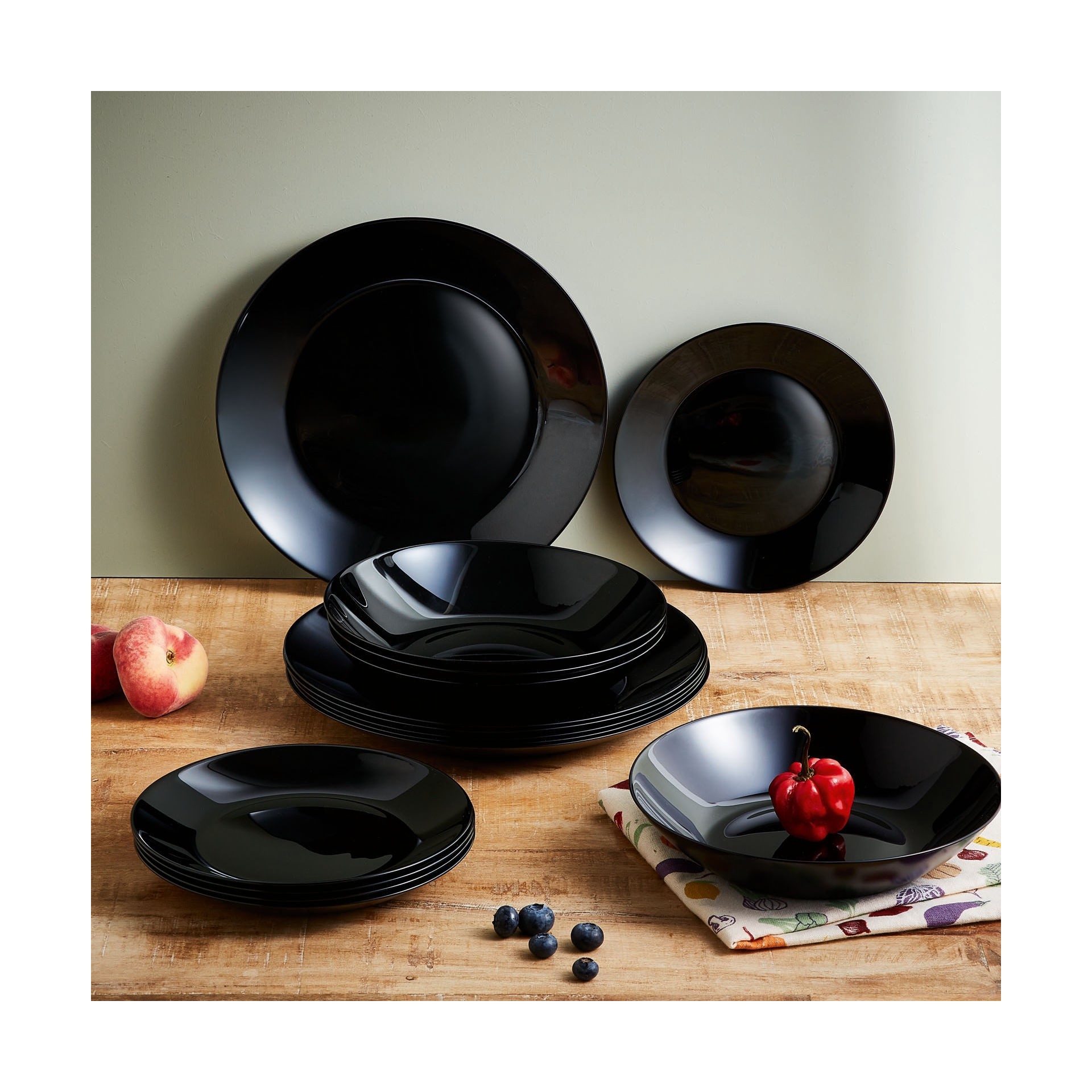 Service de Table 18 Pièces Pablo 26cm Blanc & Noir