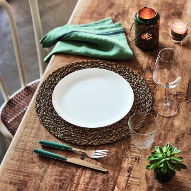 Assiette plate blanche 25cm Diwali