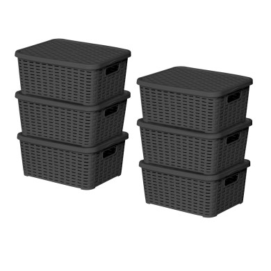 Lot de 6 boites de rangement noires Store Box PM Sotufab Plast