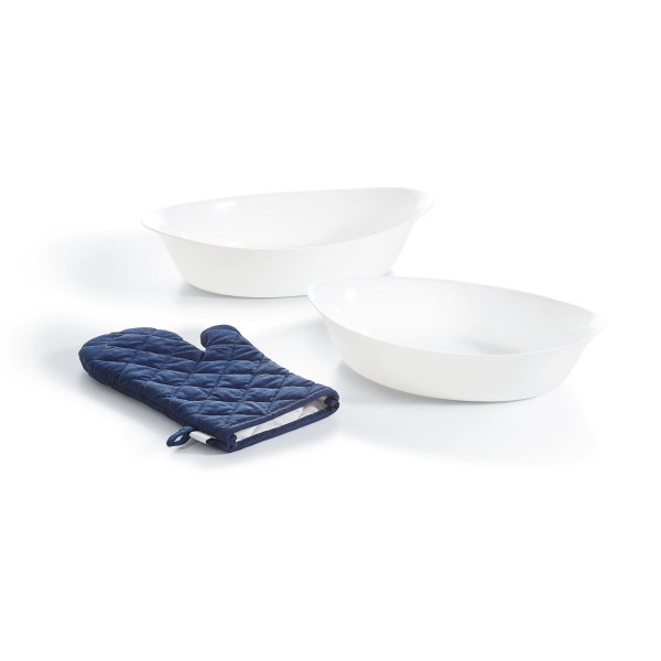Set de 2 plats ovales 38x23cm et 32x20cm (1 manique offerte) Smart Cuisine Carine Luminarc