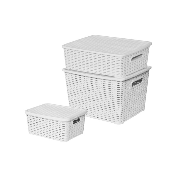 Lot de 3 boites de rangement blanches Store Box PM/MM/GM Sotufab Plast