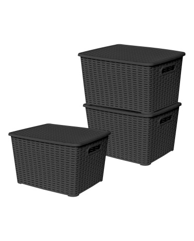 Lot de 3 boites de rangement noires Store Box GM Sotufab Plast