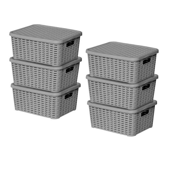 Lot de 6 boites de rangement grises Store Box PM Sotufab Plast