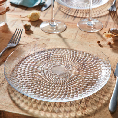 Assiette plate 25cm Pampille Clear