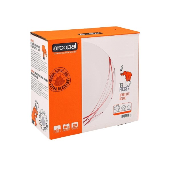 Service de table 18 pièces Domitille Rouge Arcopal