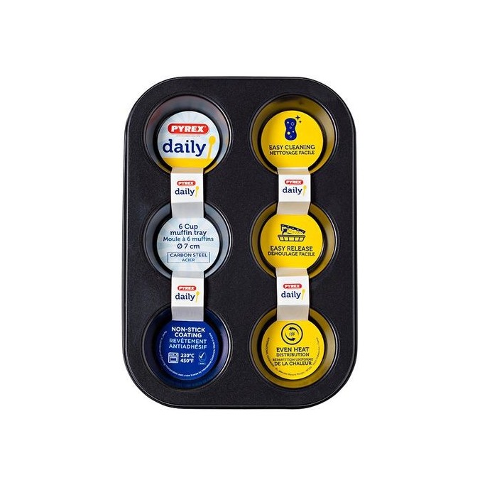 Moule en métal pour 6 muffins 7cm Daily Pyrex