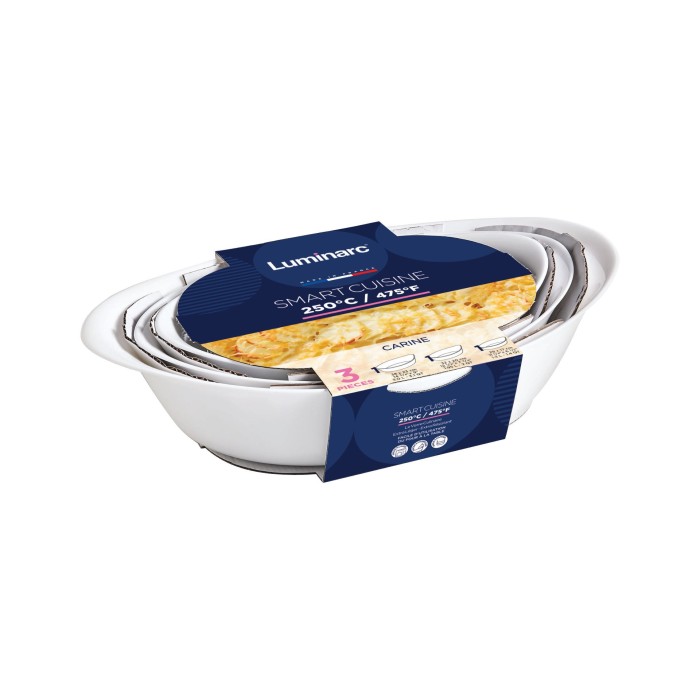 Set de 3 plats ovales 38x23, 32x20 et 29x17 cm Smart Cuisine Carine Luminarc