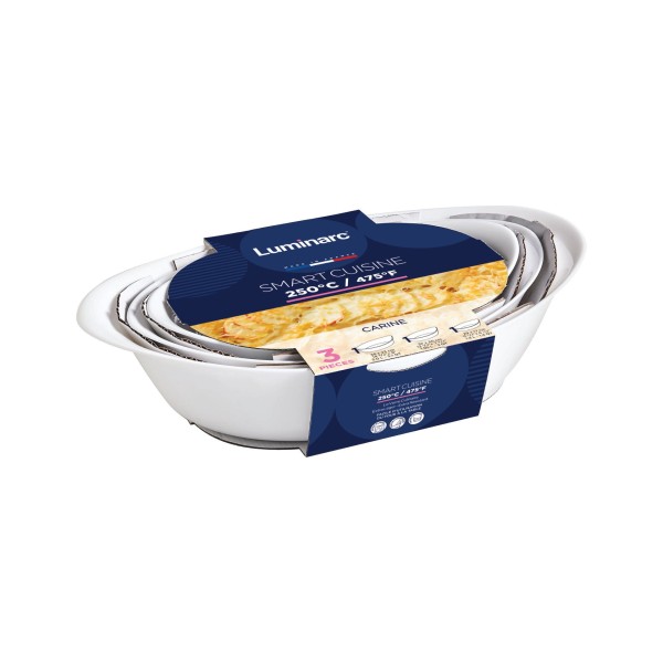 Set de 3 plats ovales 38x23, 32x20 et 29x17 cm Smart Cuisine Carine Luminarc