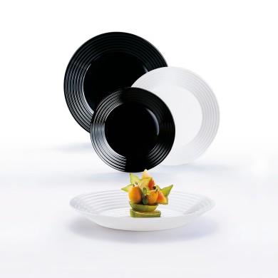Service de table 18 pièces noir et blanc Harena Luminarc