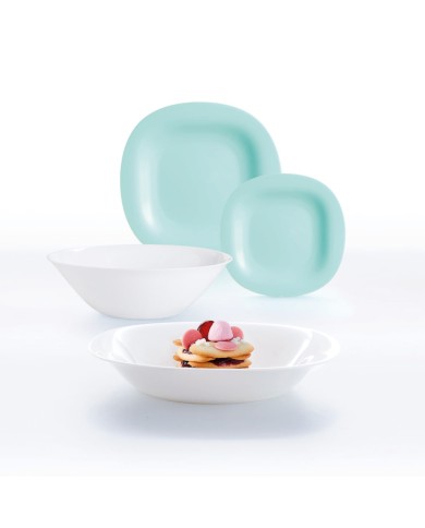 Service de table 19 pièces Carine Light Turquoise  White Luminarc