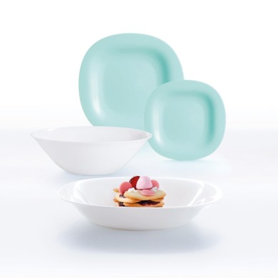 Service de table 19 pièces Carine Light Turquoise  White Luminarc Service de table 19 pièces Carine Light Turquoise  White Luminarc