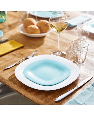 Service de table 19 pièces Carine Light Turquoise  White Luminarc