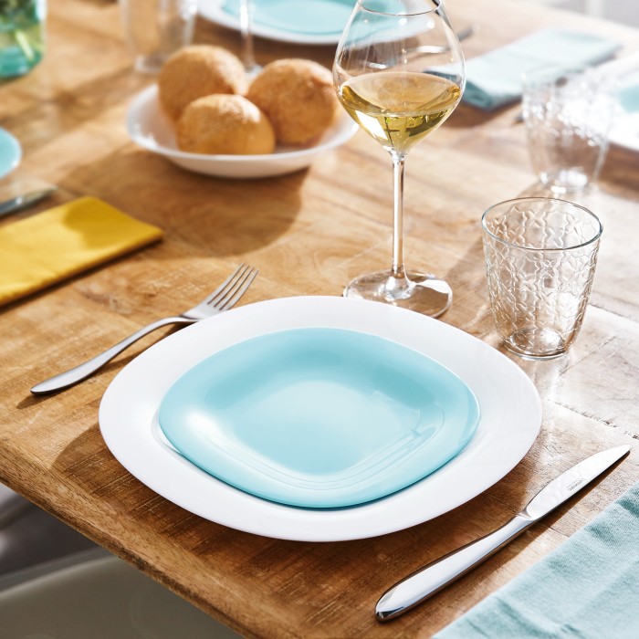 Service de table 19 pièces Carine Light Turquoise  White Luminarc