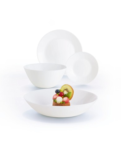 Service De Table 19 Pièces Luminarc Diwali - Noir Et Blanc, Verre Trempé, Compatible Lave-vaisselle