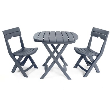 Ensemble de jardin pliable table et 2 chaises gris anthracite Ruspina Ensemble de jardin pliable table et 2 chaises gris anthracite Ruspina